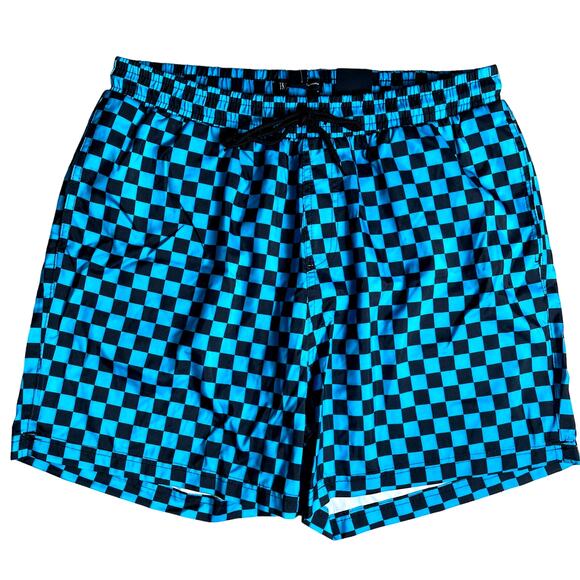 INC Patterns Mens Zane Quick-Dry 5" Swim Trunks Blue Checker - Large $50 - Picture 1 of 6